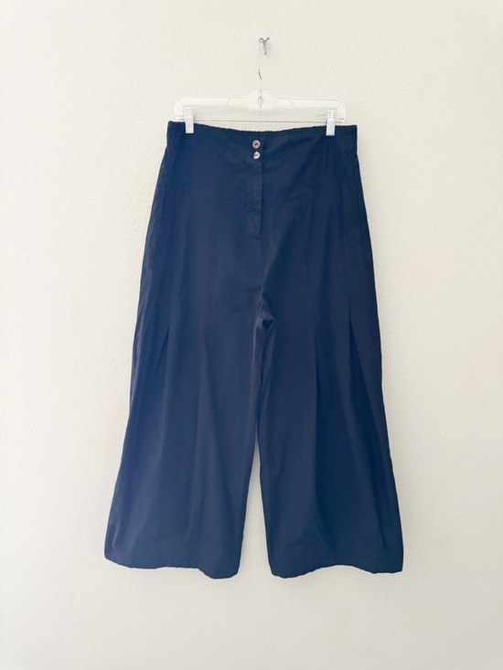Eleven Stitch Design Pants - Eleven Stitch Design Wide Leg Pants Large Black Cotton Poplin Minimalist Boho